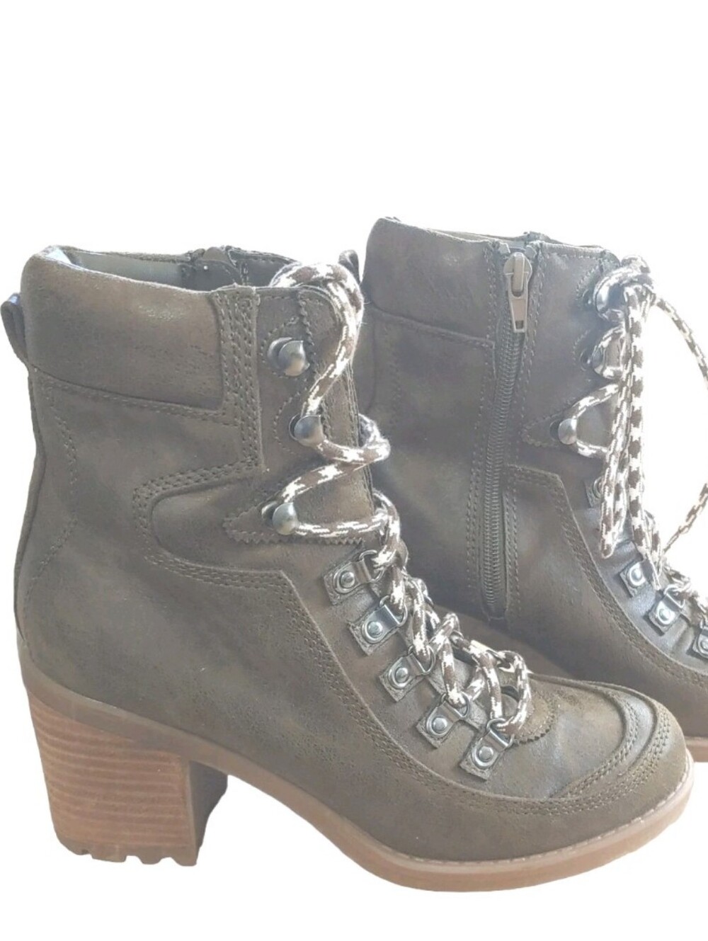 Carlos Combat Moto Boots ARDENT Forest Green Chunky Heel 3" Lace Up Grunge 8.5